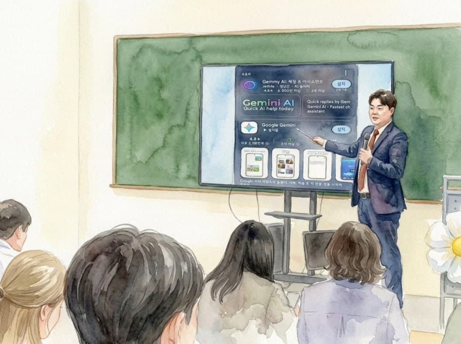 시니어 AI 강의 현장 (AI 수채화로 변환)